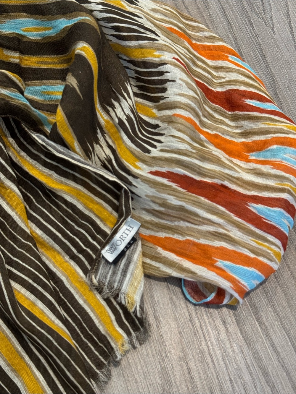 Worth Italian Silk Linen Scarf Lightweight Multi-Color Striped Scarf WrapWomen’s